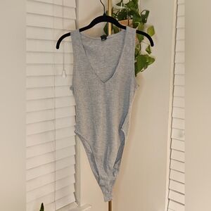 Wild Fable Heather Gray V-Neck Bodysuit